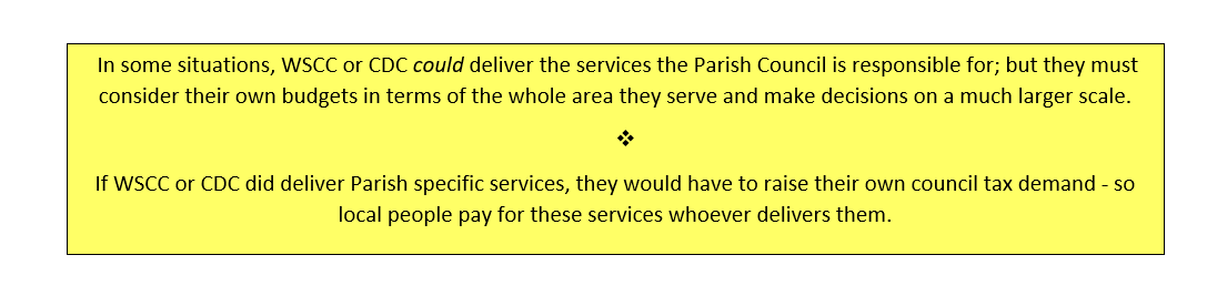 Written explanation of the geographical areas the local authorities cover & their own budget considerations in a text box